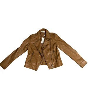elie tahari brown leather jacket